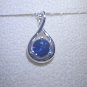 Angara silver necklace, blue stone